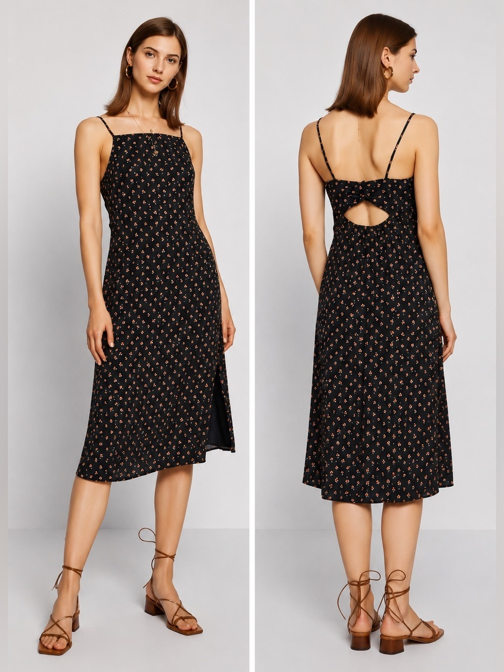American Eagle Cottagecore Floral Midi Dress Small | Keyhole Cutout